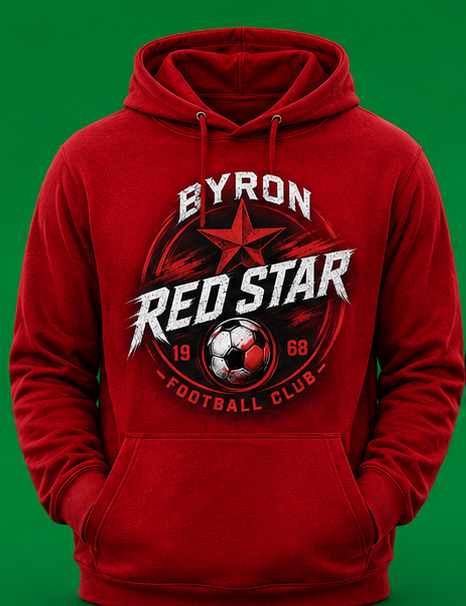 BYRON RED STAR 'CLUB BADGE' HOODIE